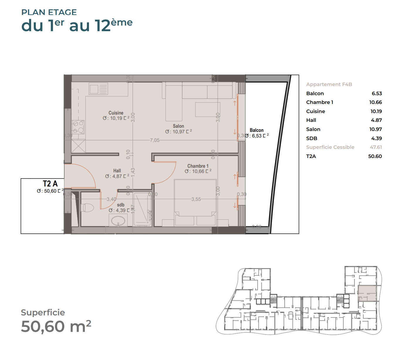 Appartement T2 à vendre-1er Rocade-Oran avec vue panoramique