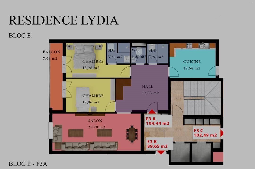 Appartement F3 à vendre - Maraval - Oran avec suite parentale