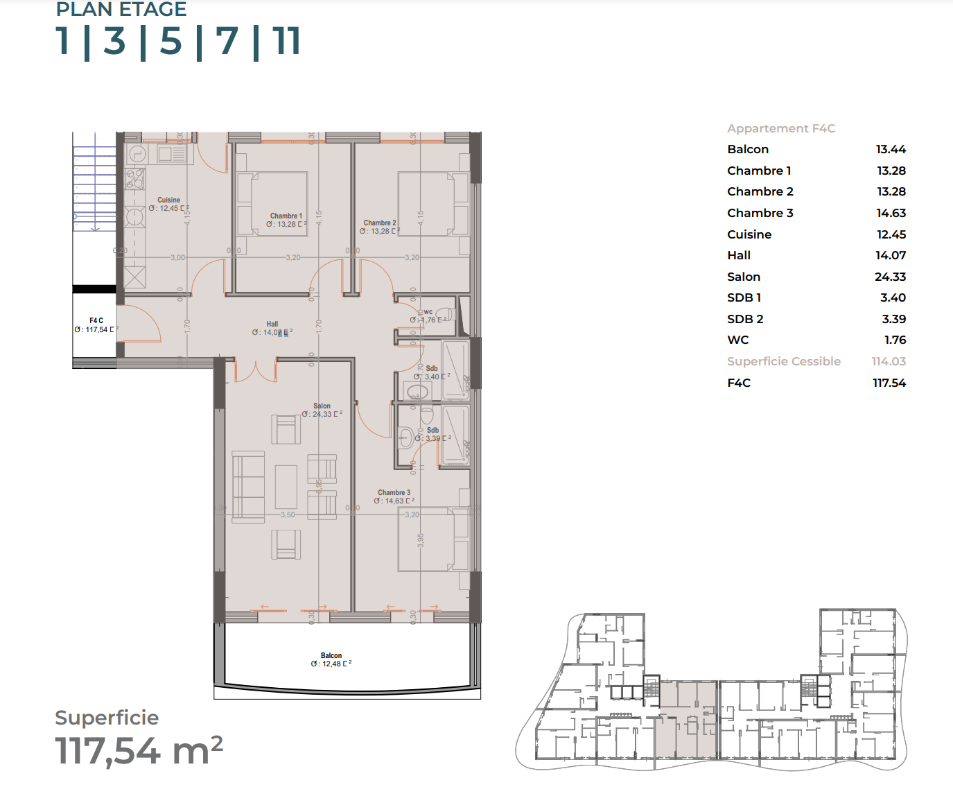 Appartement T4 à vendre - 1er Rocade - Oran avec vue panoramique