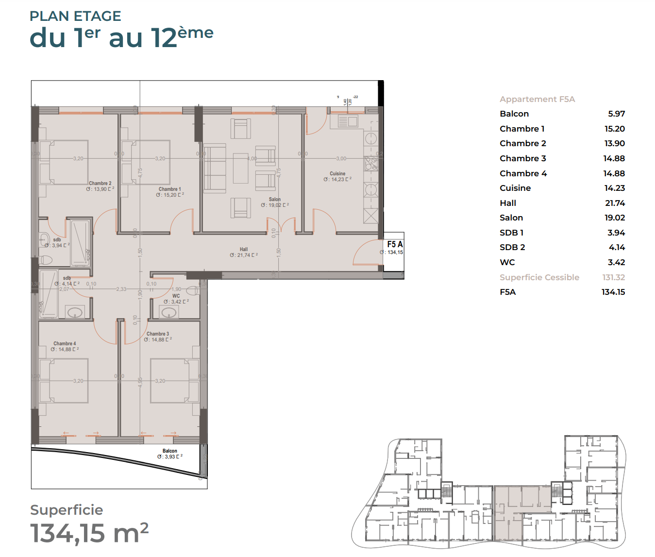 Appartement T5 à vendre - 1er Rocade - Oran avec vue panoramique