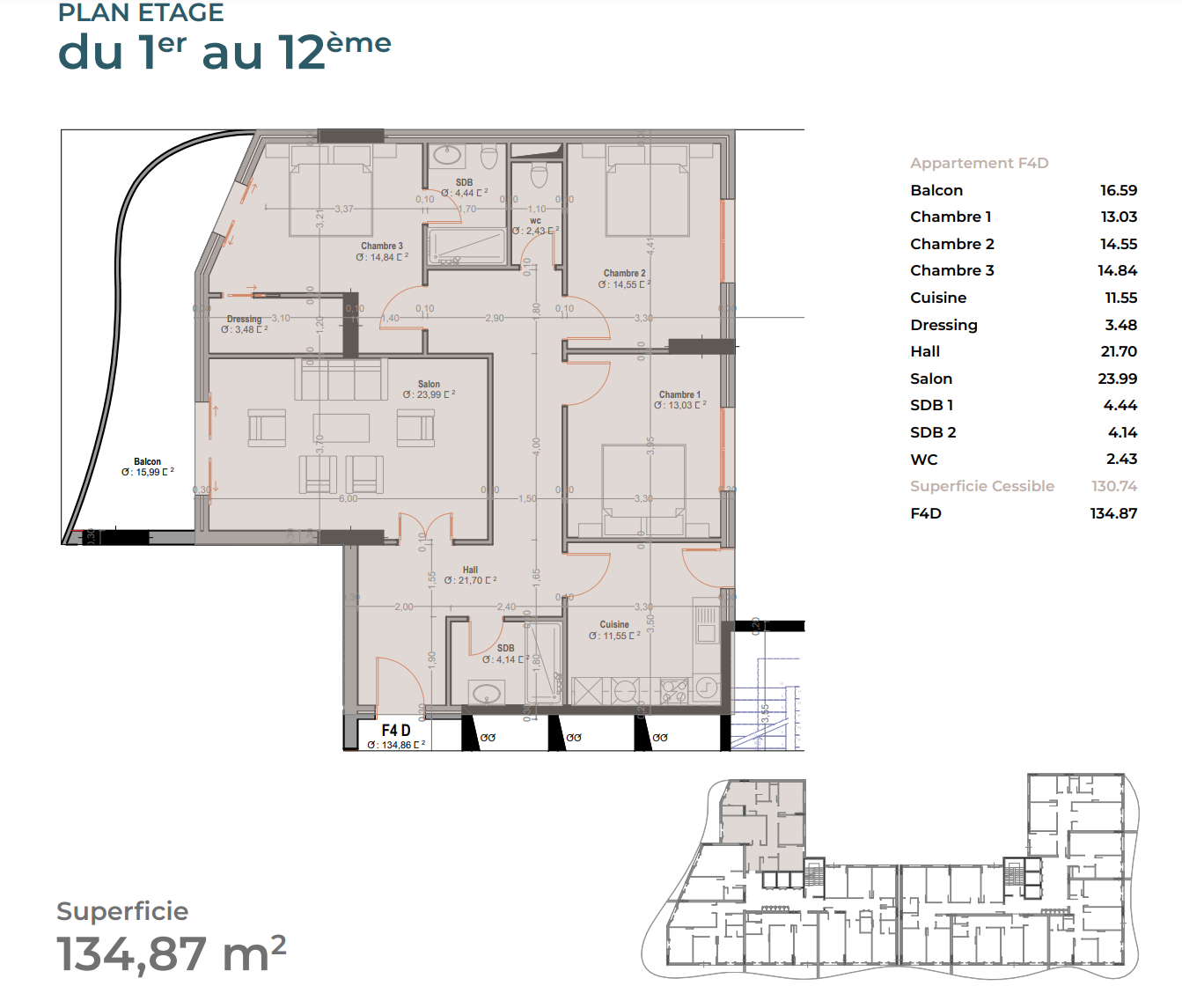 Appartement T5 à vendre - 1er Rocade - Oran avec vue panoramique