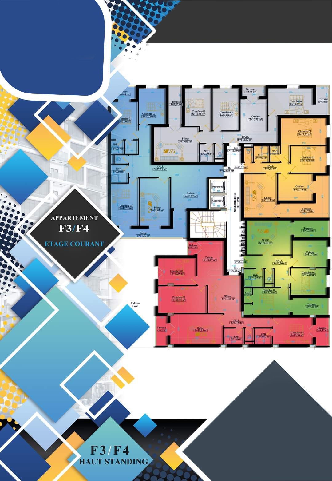 Appartement F3 à vendre - Palais D'Or-ORAN avec vue panoramique