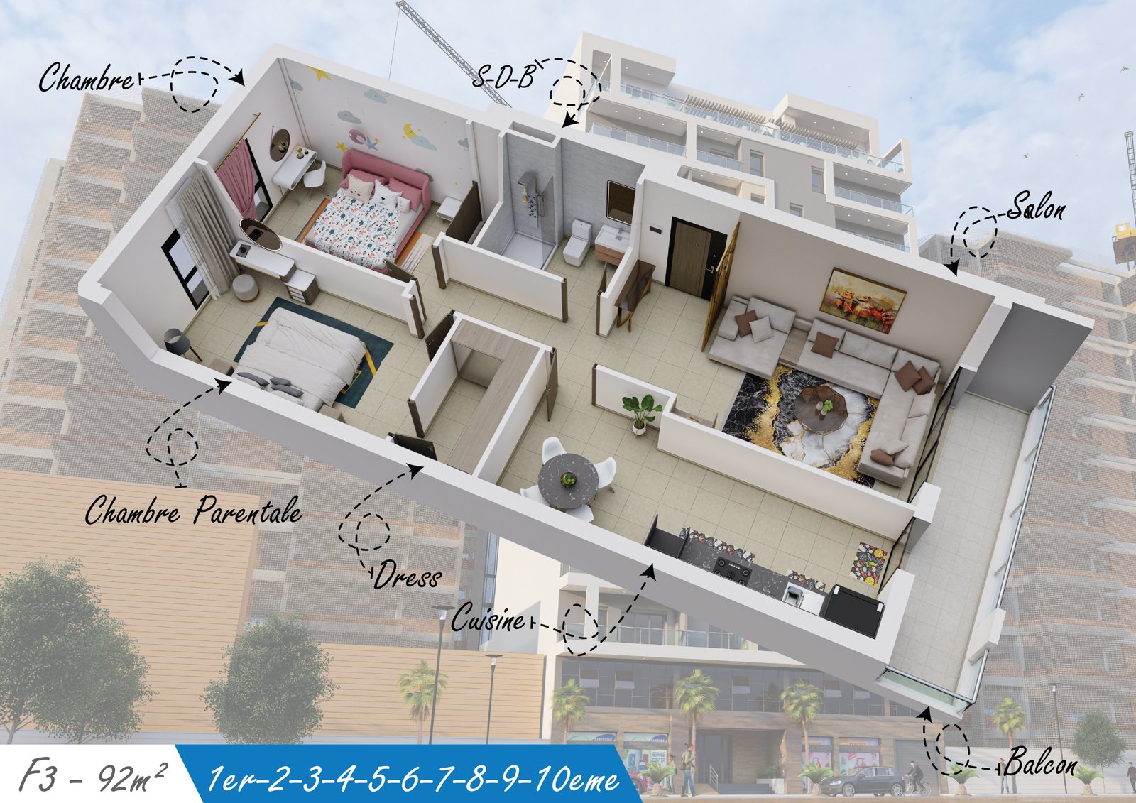 Appartement T3 à vendre -Bel-Air-Oran