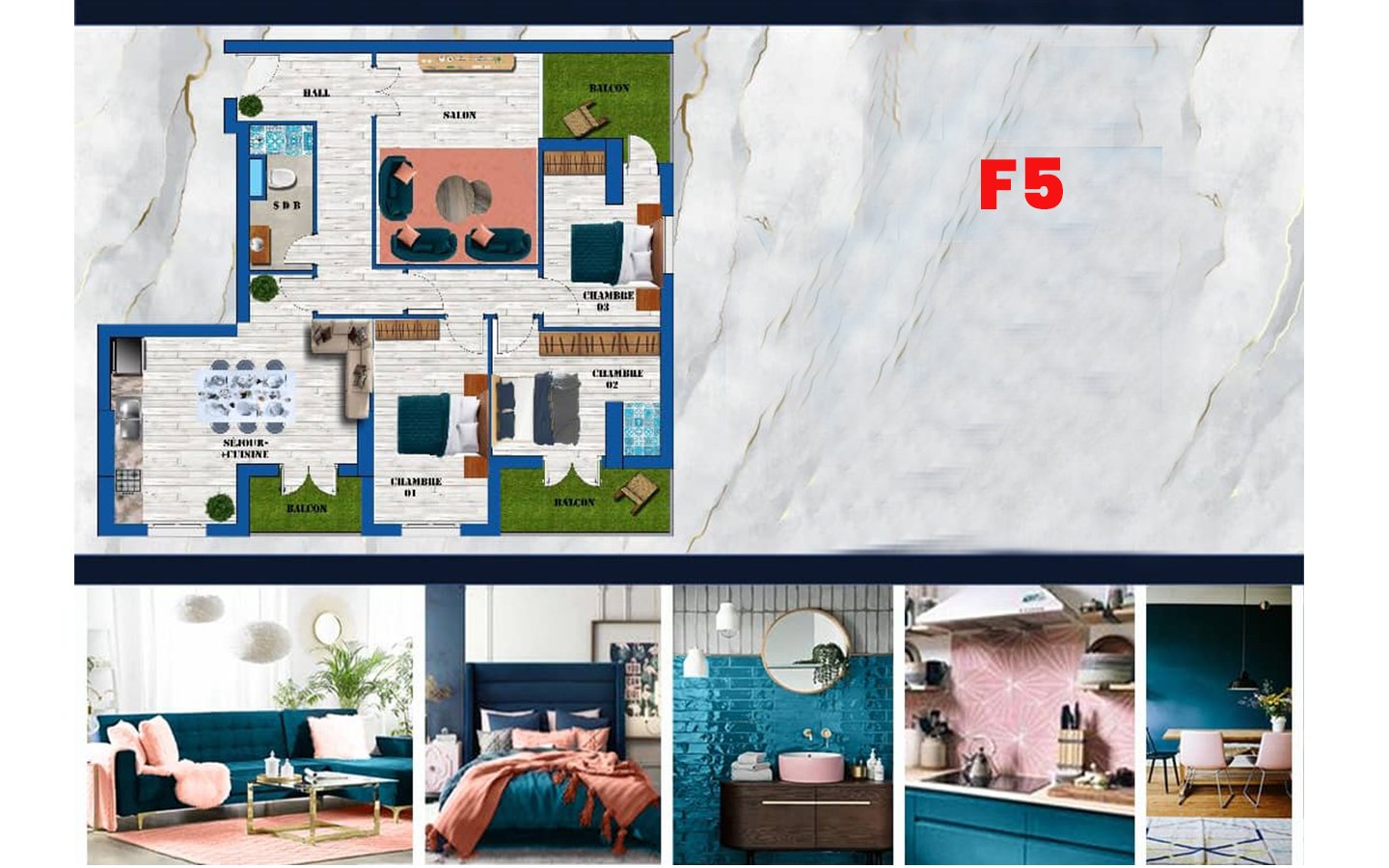 Appartement F5 137, à vendre - Canastel - ORAN avec piscine