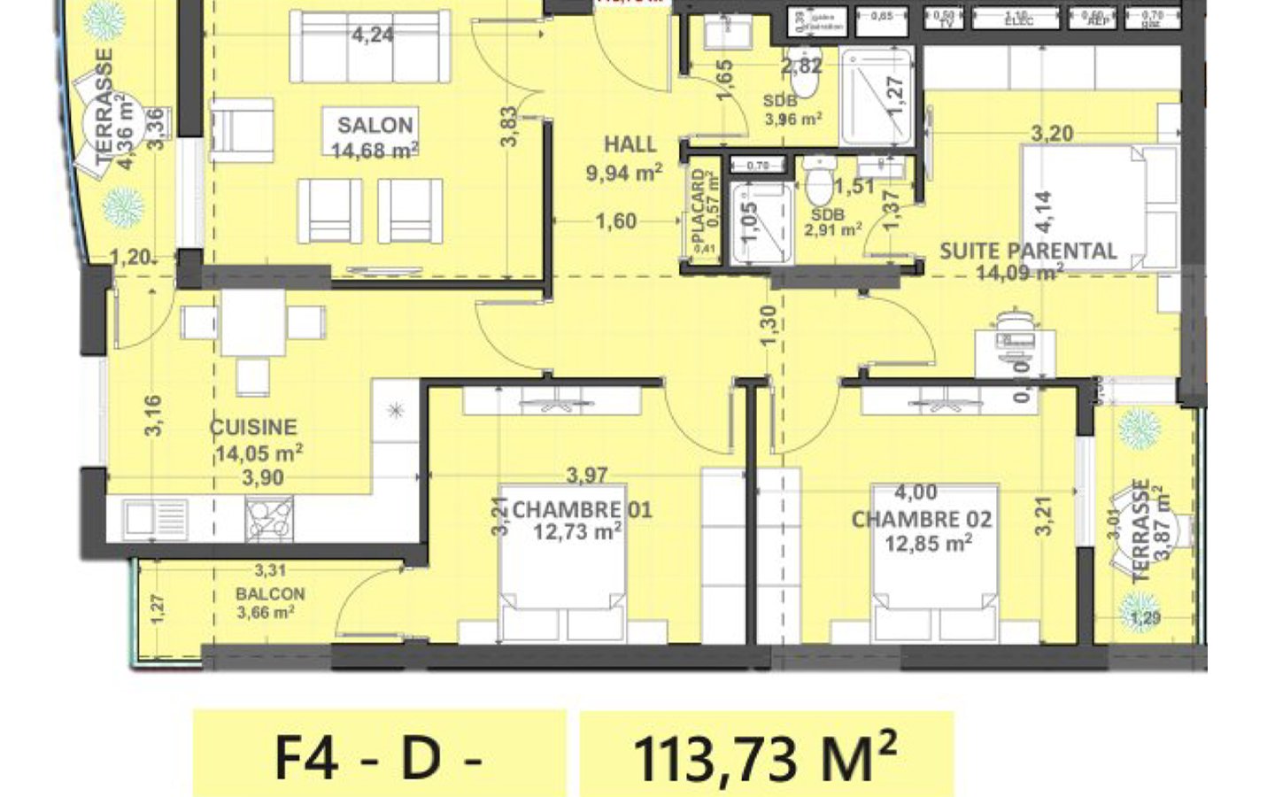 Appartement F4 à vendre - Frange Maritime-Oran avec vue panoramique