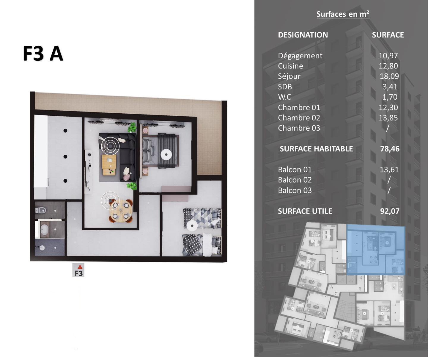 Appartement T3 à vendre -Protin-Oran