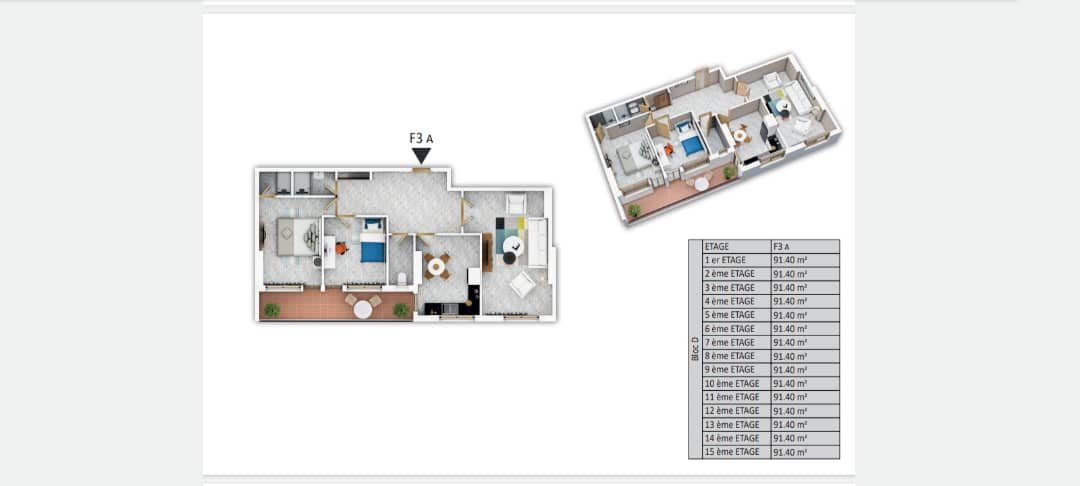 Appartement T3 à vendre -Belgaid-Oran avec vue panoramique