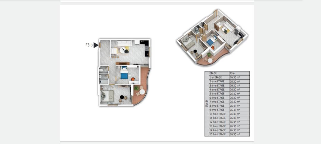 Appartement T3 à vendre - Belgaid-Oran avec vue panoramique