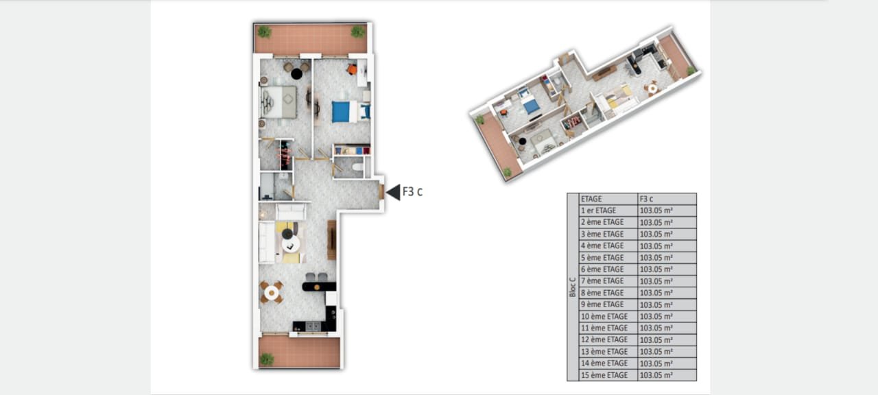 Appartement T3 à vendre -Belgaid- Oran avec vue panoramique