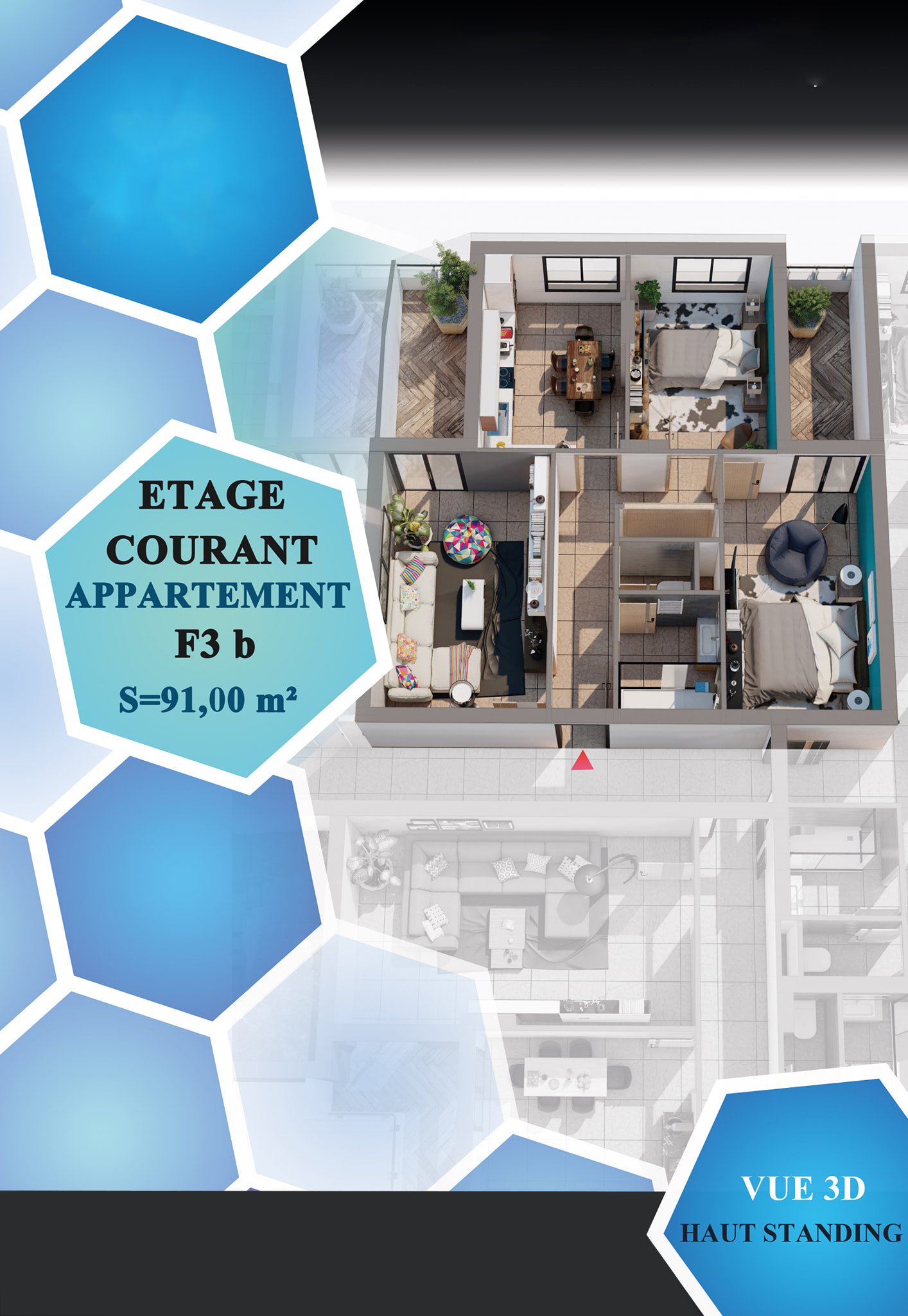 Appartement F3 à vendre - Belgaid - Oran avec terrasse