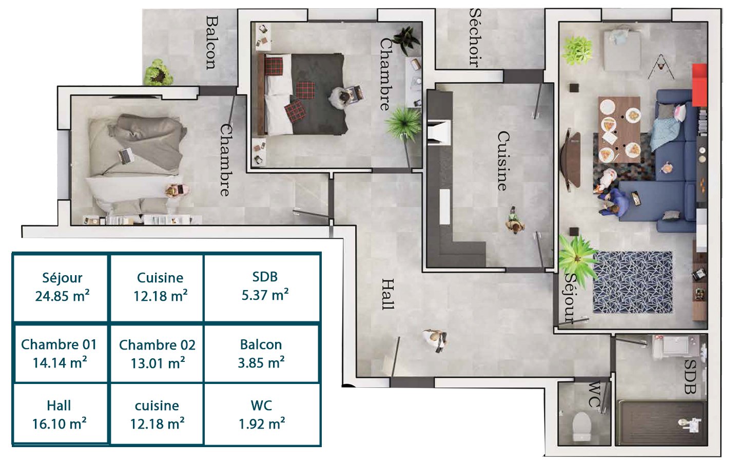 Appartement F3 à vendre -Bouchikhi-Oran avec vue panoramique