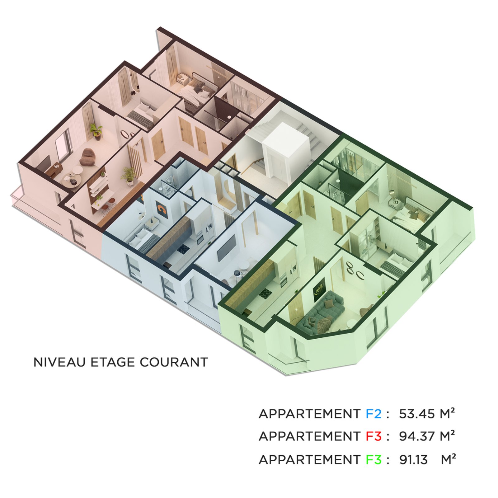 Appartement F3 à vendre - Belgaid- Oran avec suite parentale