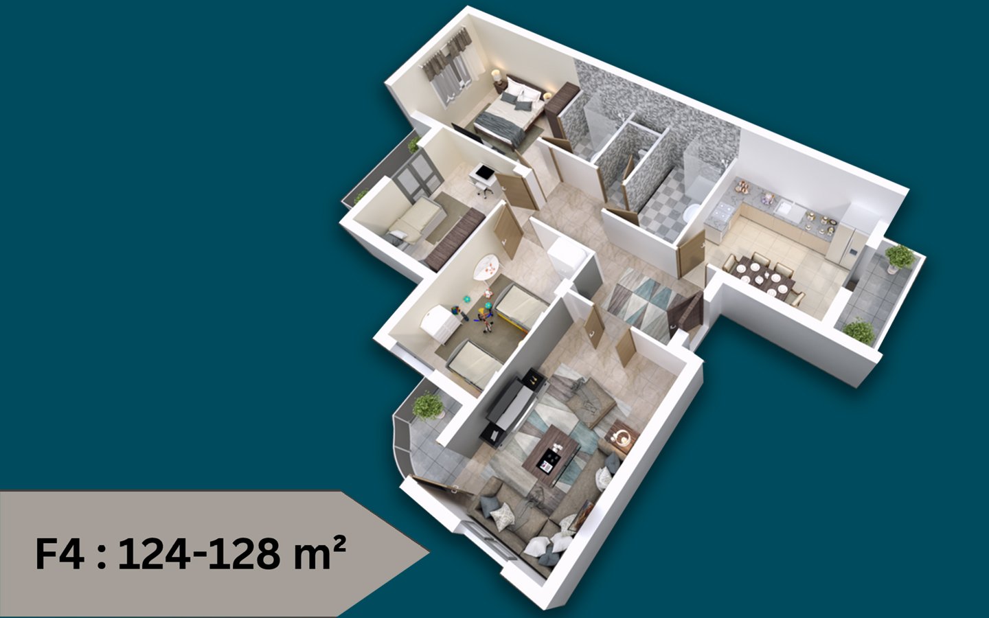 Appartement F4 à vendre - Belgaïd-Oran avec suite parentale