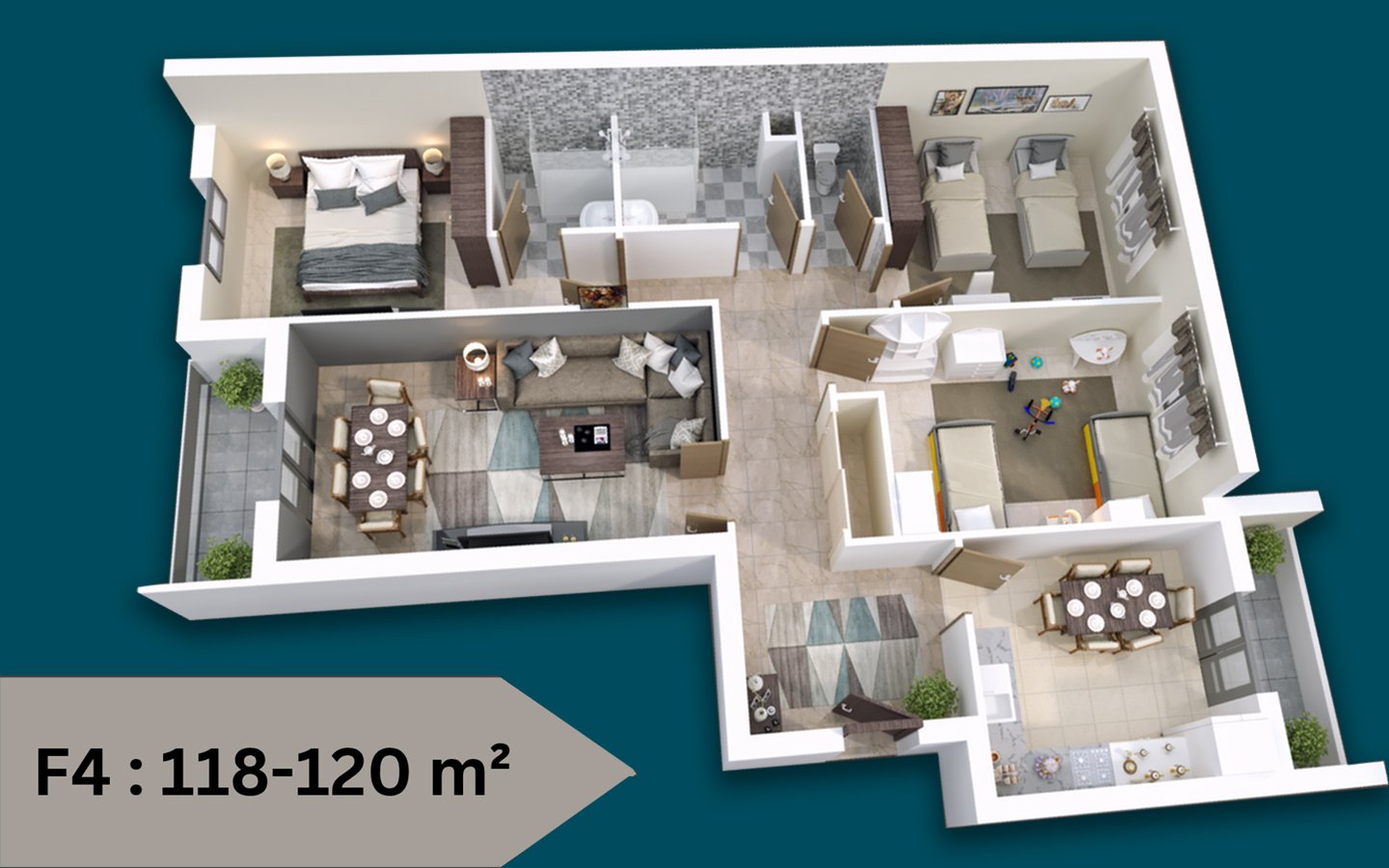 Appartement F4 à vendre - Belgaïd- Oran avec suite parentale