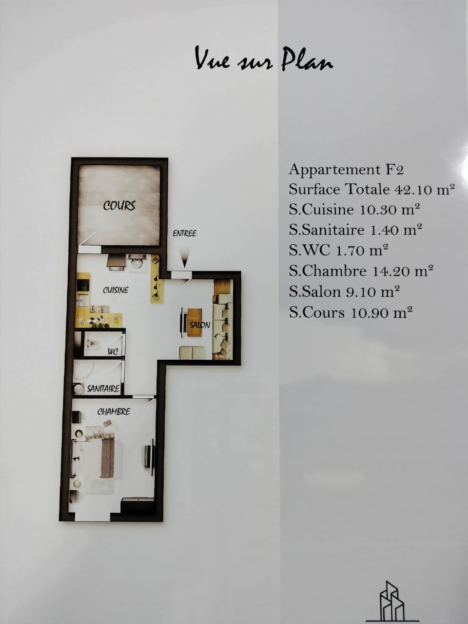 Appartement F2 à vendre - Fernand Ville - Oran