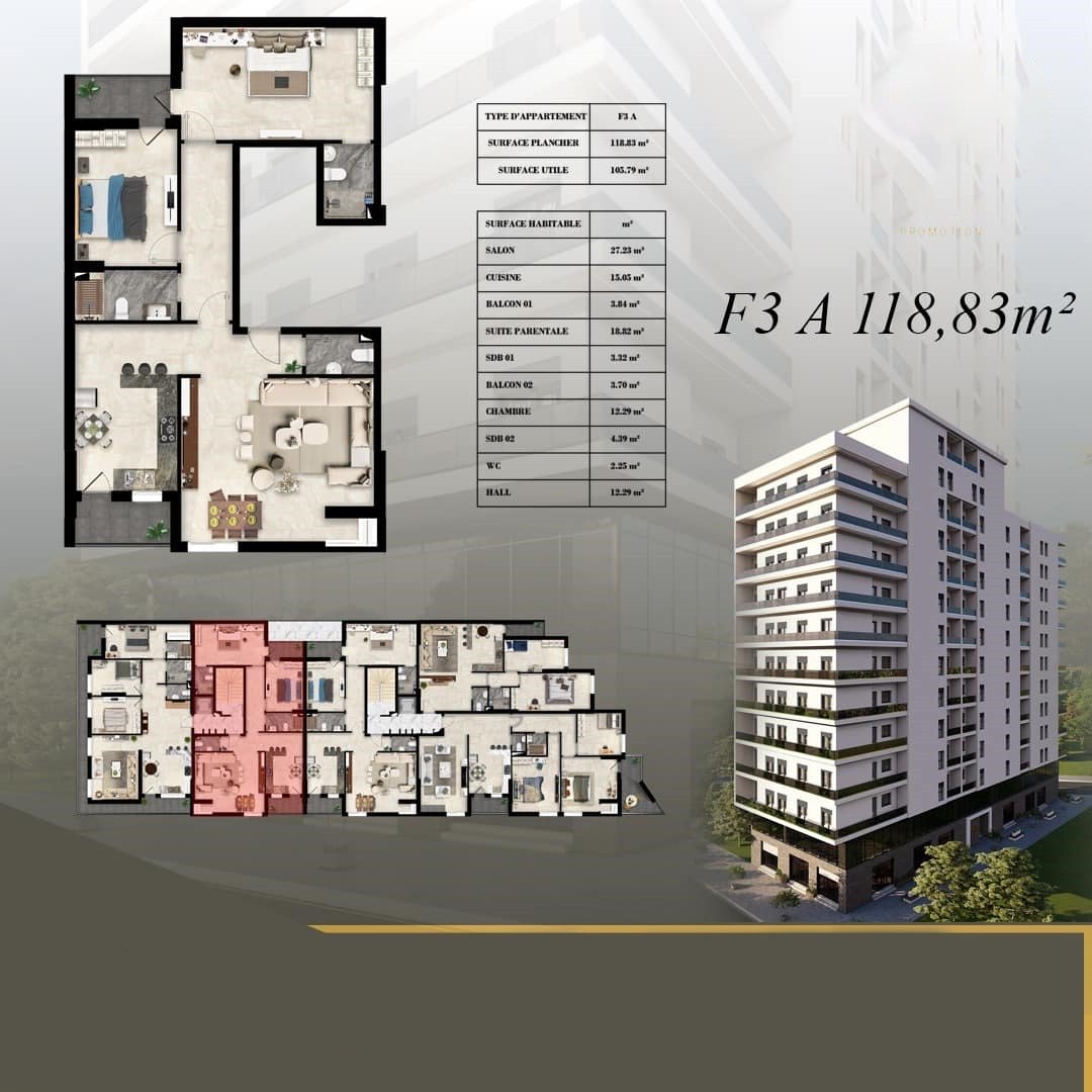 Appartement F3 à vendre - Hlm-Oran