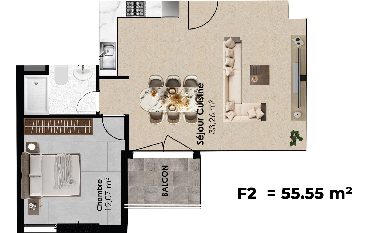 Appartement T2 à vendre -Akid Lotfi-Oran