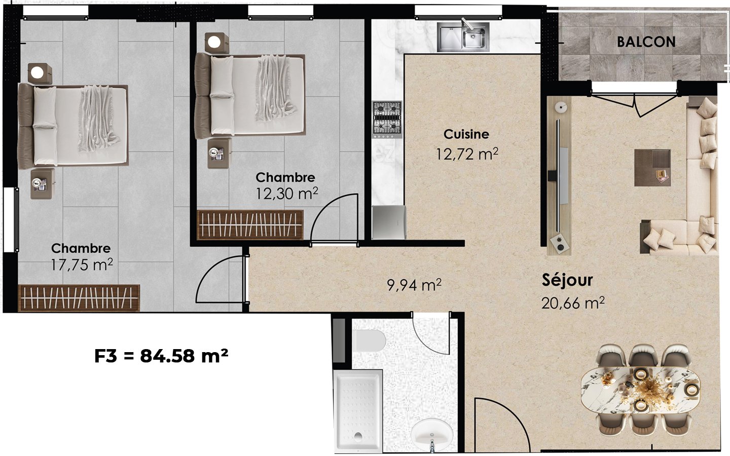 Appartement T3 à vendre - Akid Lotfi- Oran