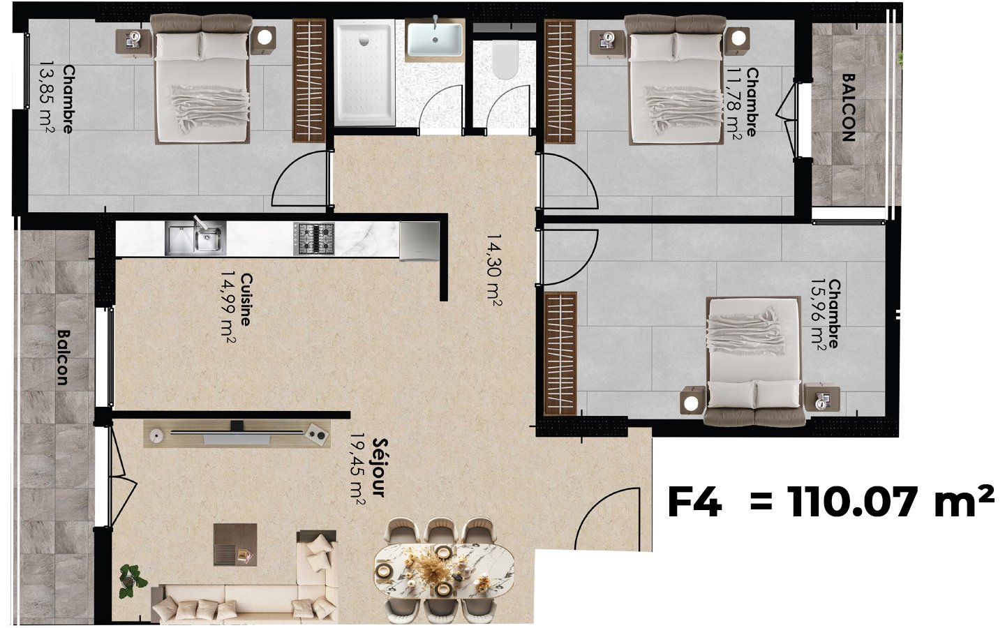 Appartement T4 à vendre -Akid Lotfi- Oran