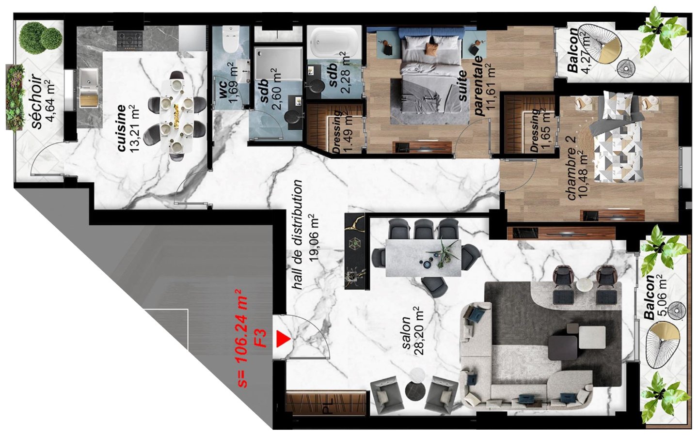 Appartement F4 à vendre -Bir El Djir-Oran
