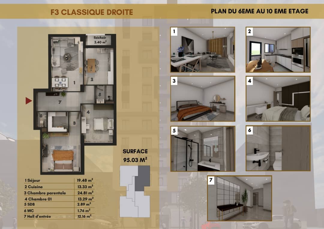 Appartement F3 à vendre - Rue Soufi Zoubida - Oran avec vue panoramique