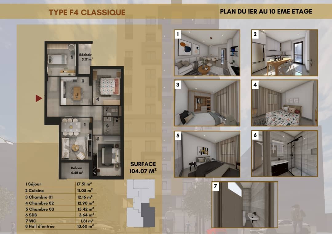 Appartement F4 à vendre - Rue Soufi Zoubida - Oran avec vue panoramique