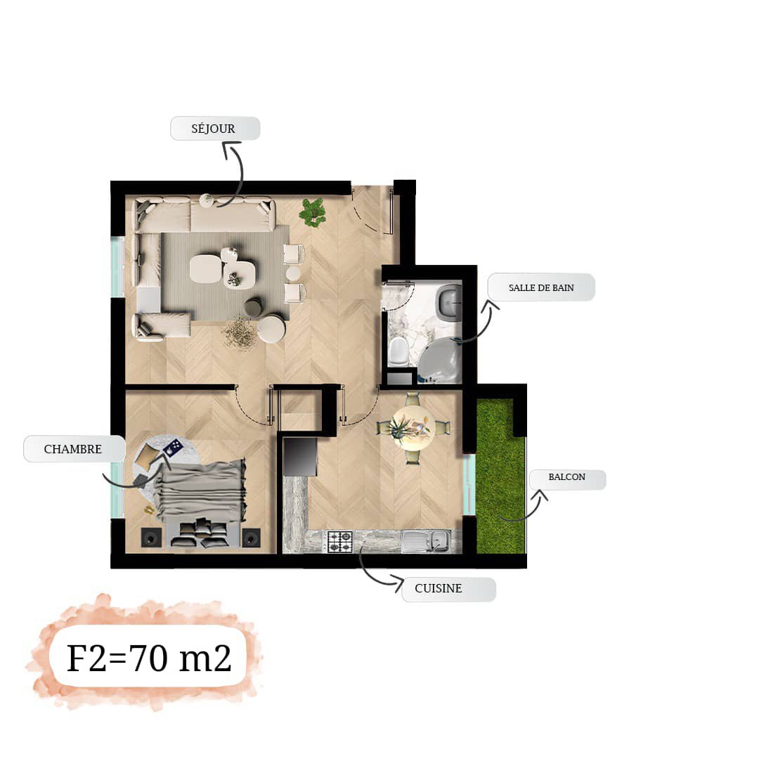 Appartement T2 à vendre - Fernand Ville- Oran
