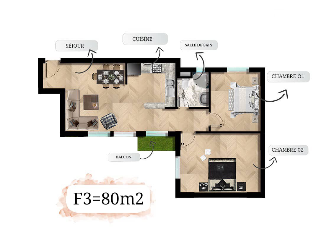 Appartement T3 à vendre - Fernand Ville-Oran