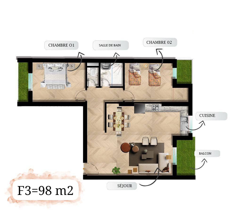 Appartement T3 à vendre - Fernand Ville-Oran