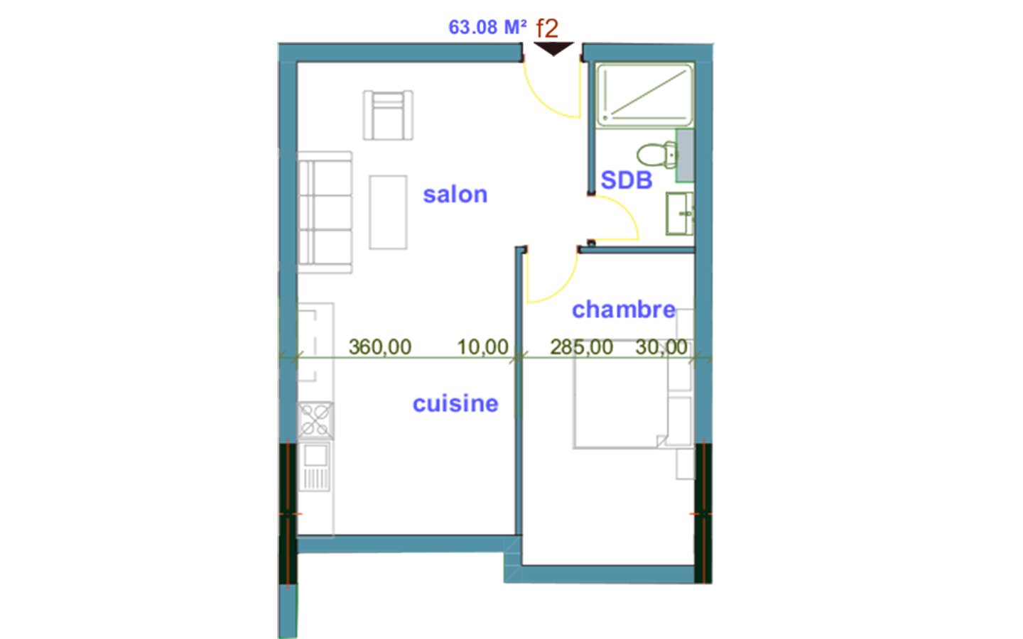 Appartement F2 à vendre - Fernand Ville- Oran