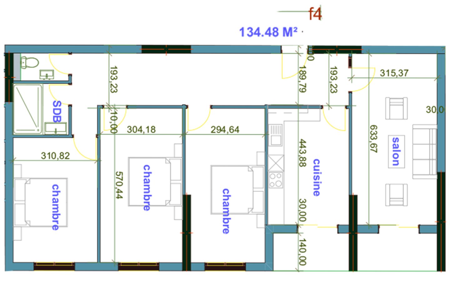 Appartement F4 à vendre - Fernand Ville-Oran