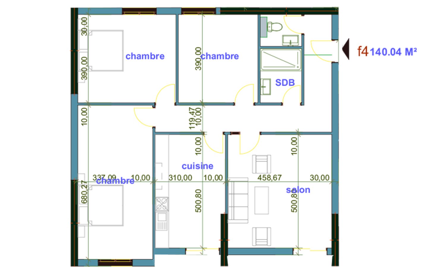 Appartement F4 à vendre - Fernand Ville-Oran
