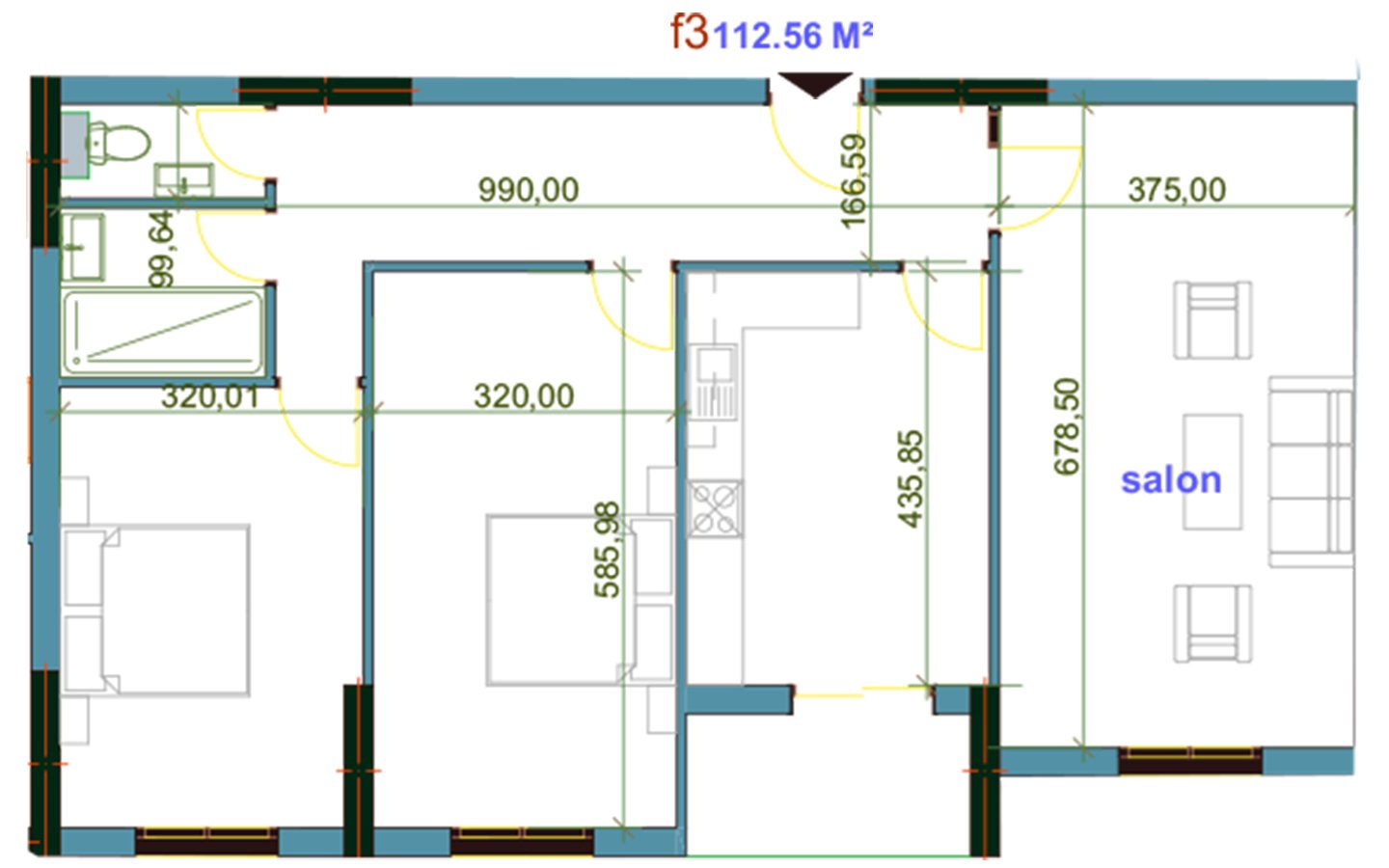 Appartement F3 à vendre - Fernand Ville-Oran