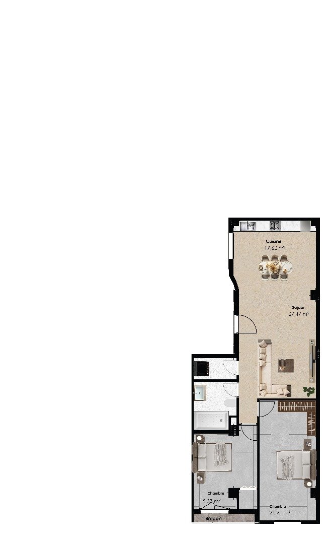 Appartement F3 à vendre- Gambetta-Oran
