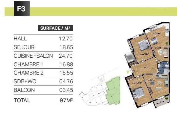 Appartement T3 à vendre - Bousfer-Oran avec vue panoramique