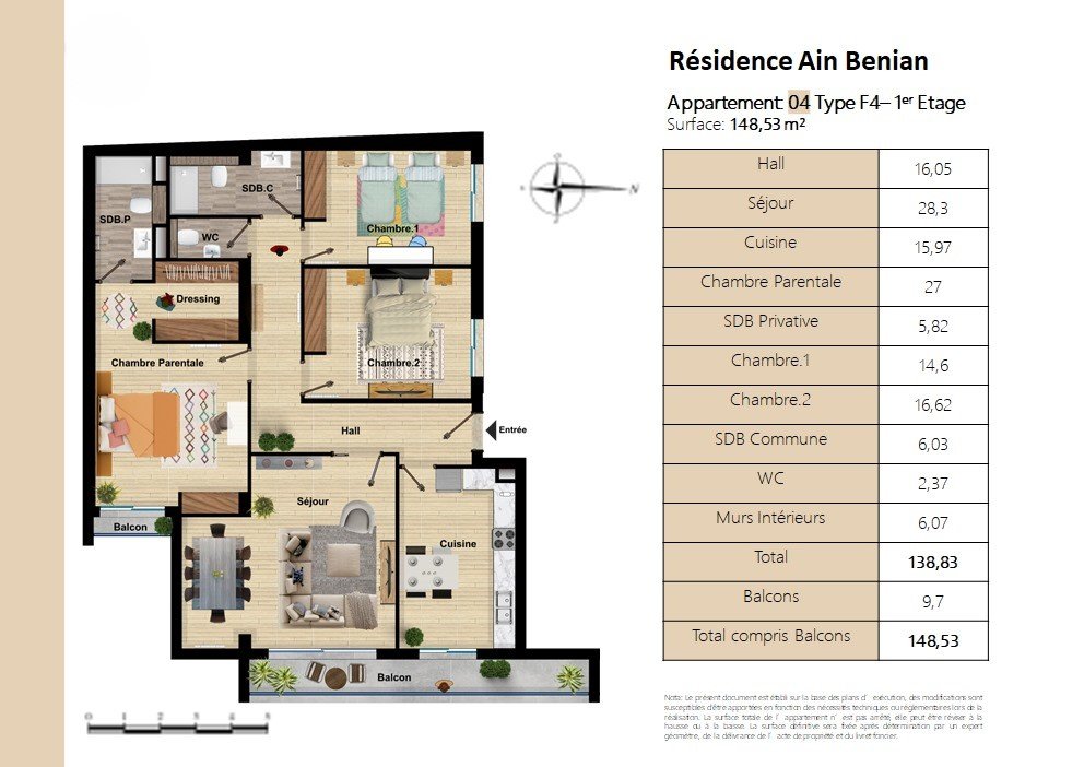 Appartement F4 à vendre à Ain Benian, Alger avec vue panoramique