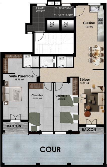Appartement F4 à vendre à Fernand Ville, Oran avec vue panoramique